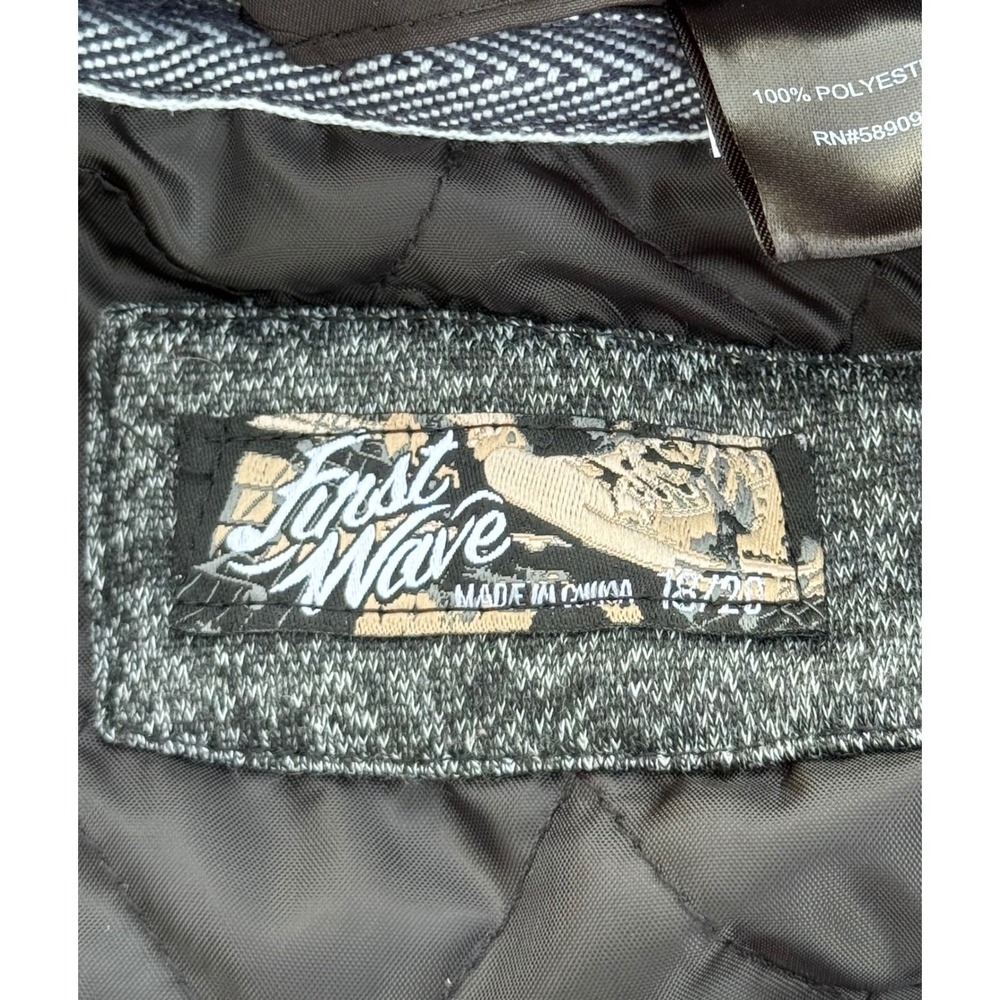 First Wave Boys Gray Marl Hooded Puffer Vest Quilted Full Zip Size 18/20 XL - Picture 5 of 8